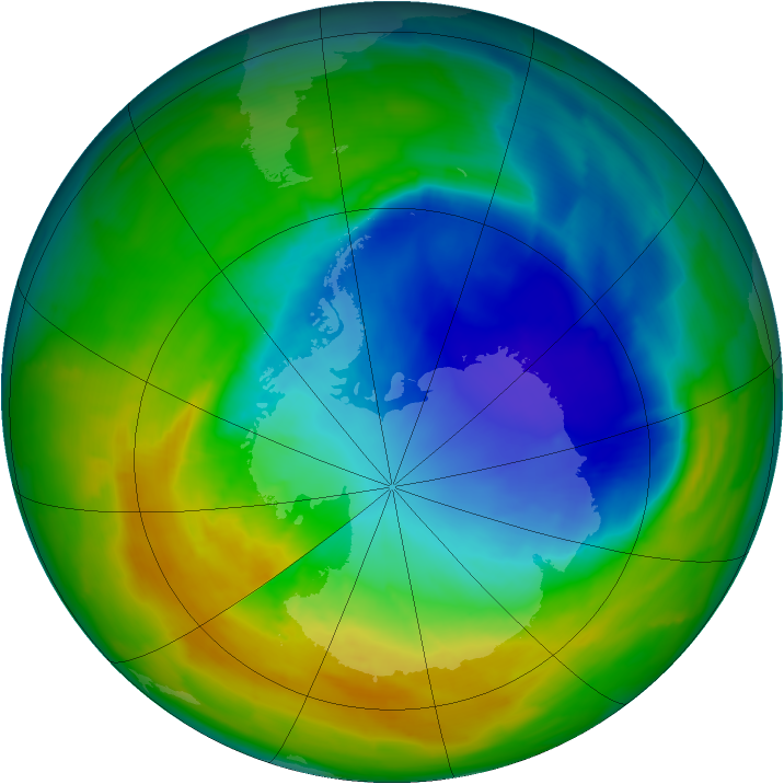 Antarctic ozone map for 22 October 2013